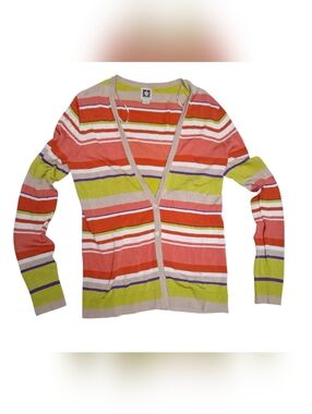 Anne Klein Y2K Striped Button Down Cardigan EUC Size S